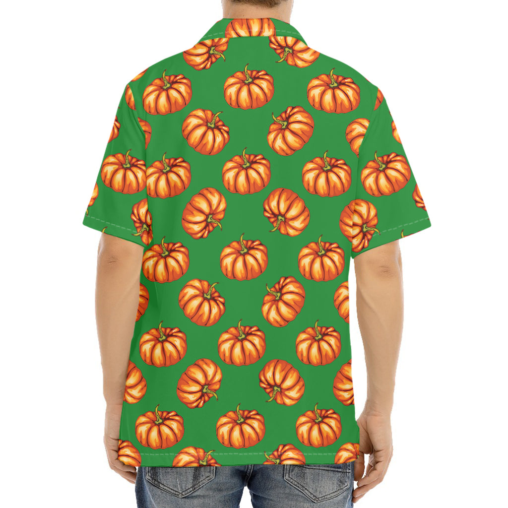 Green Pumpkin Pattern Print Aloha Shirt