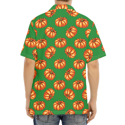 Green Pumpkin Pattern Print Aloha Shirt