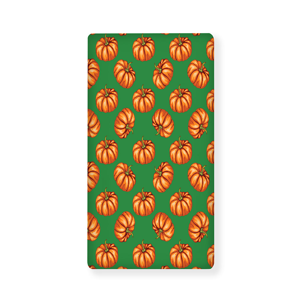 Green Pumpkin Pattern Print Baby Crib Sheet