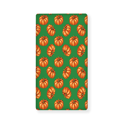Green Pumpkin Pattern Print Baby Crib Sheet