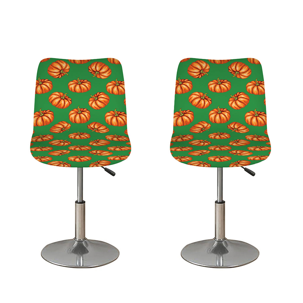 Green Pumpkin Pattern Print Bar Stool Covers