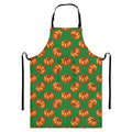 Green Pumpkin Pattern Print Bib Apron With Pocket