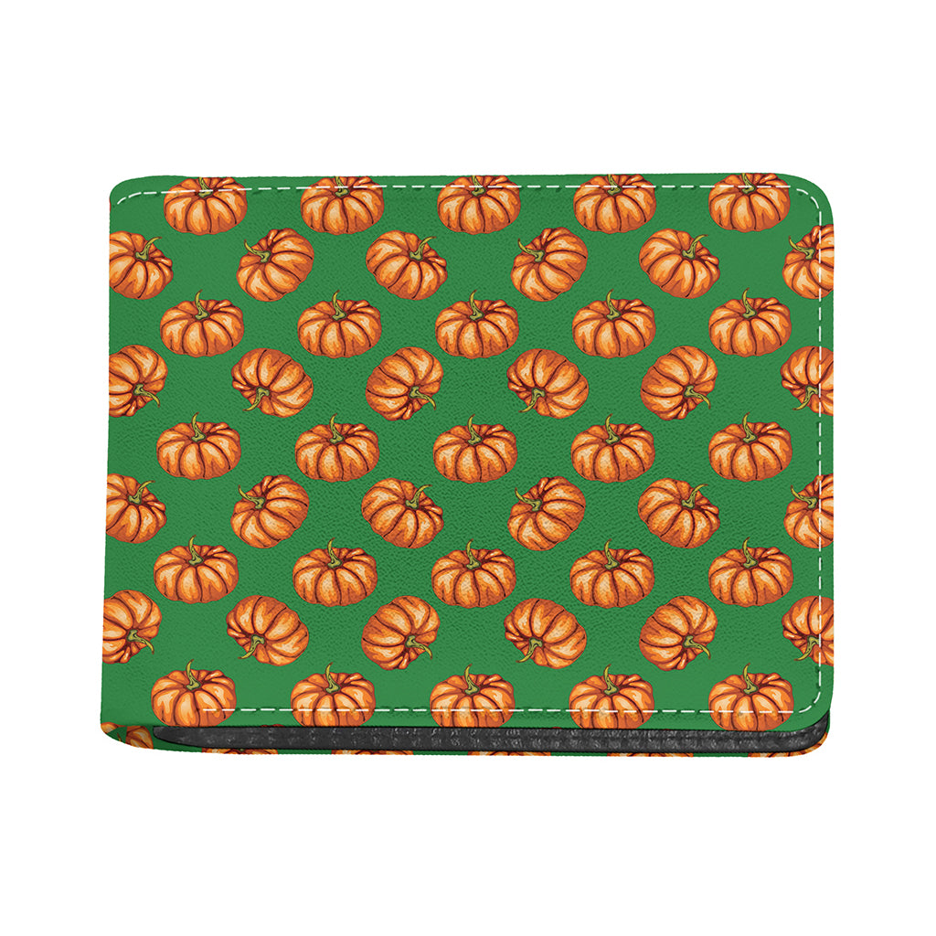 Green Pumpkin Pattern Print Bifold Wallet