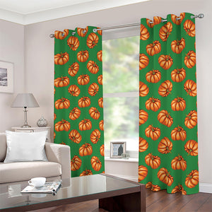 Green Pumpkin Pattern Print Blackout Grommet Curtains