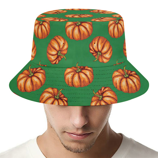 Green Pumpkin Pattern Print Bucket Hat