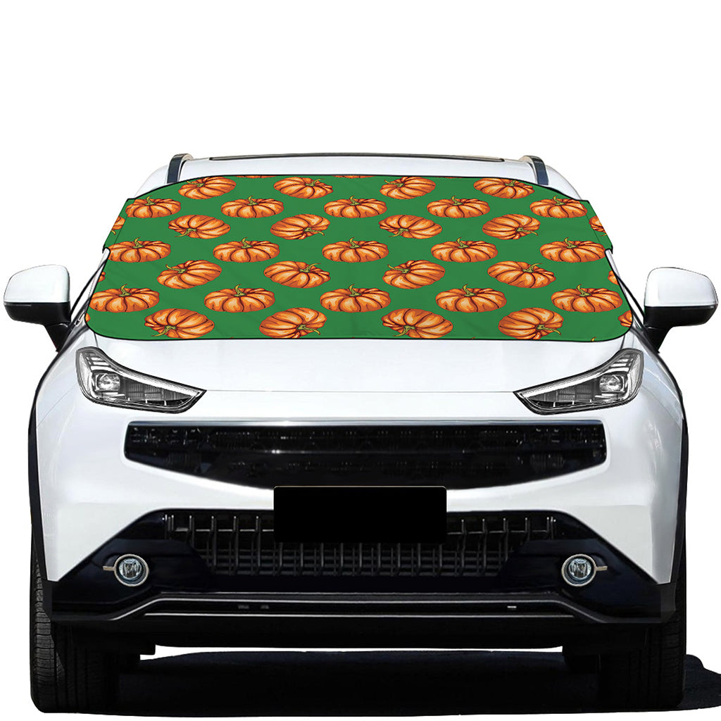 Green Pumpkin Pattern Print Car Windshield Snow Cover