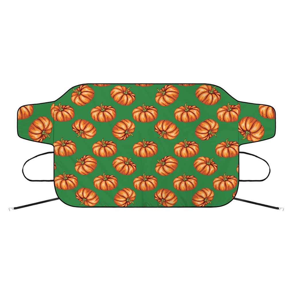 Green Pumpkin Pattern Print Car Windshield Snow Cover