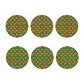 Green Pumpkin Pattern Print Coaster Set