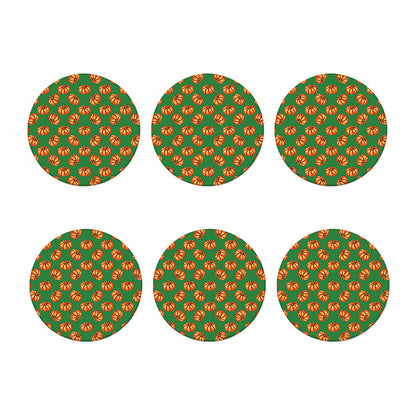 Green Pumpkin Pattern Print Coaster Set