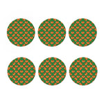 Green Pumpkin Pattern Print Coaster Set