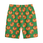 Green Pumpkin Pattern Print Cotton Shorts