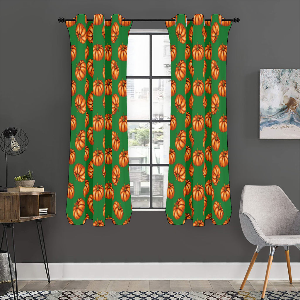 Green Pumpkin Pattern Print Curtain