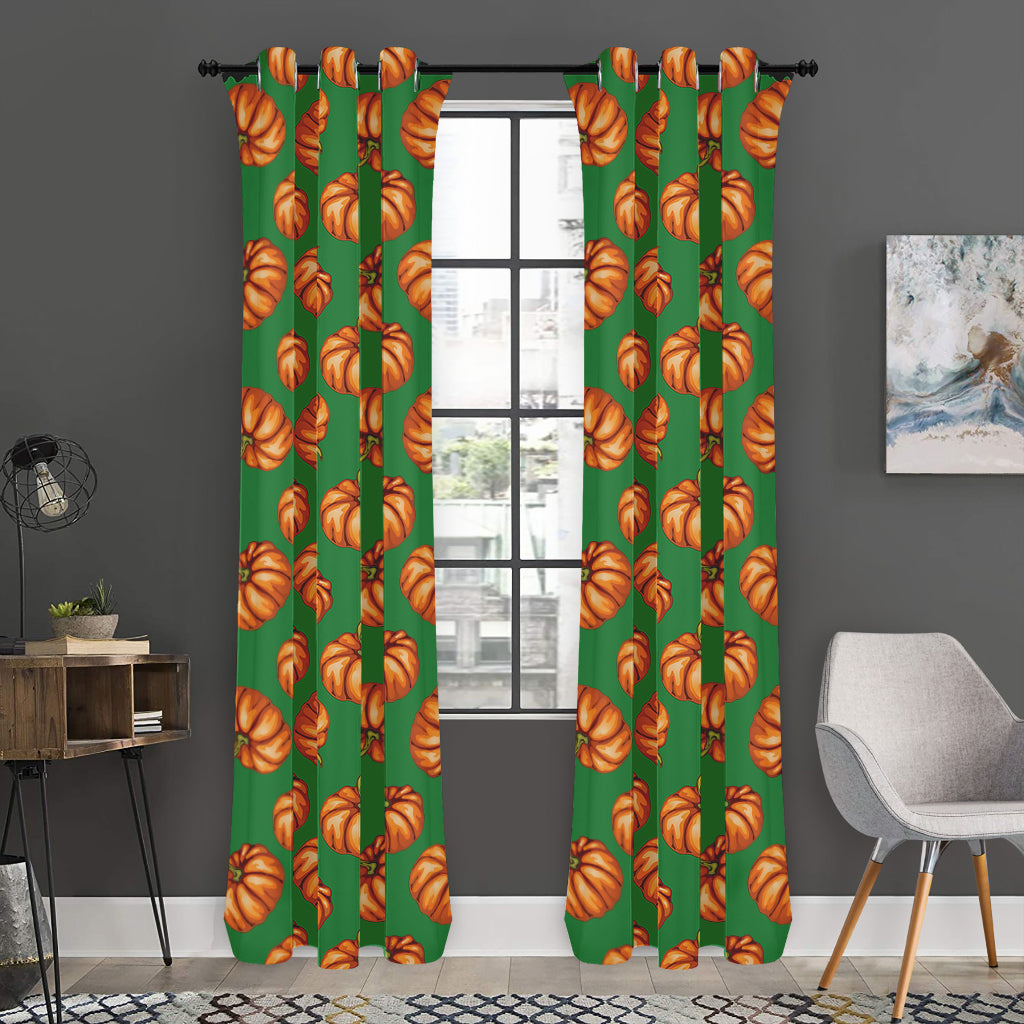 Green Pumpkin Pattern Print Curtain