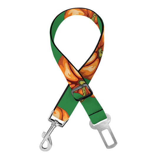 Green Pumpkin Pattern Print Dog Seat Belt