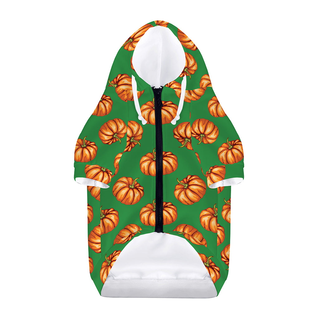 Green Pumpkin Pattern Print Dog Zip Up Hoodie
