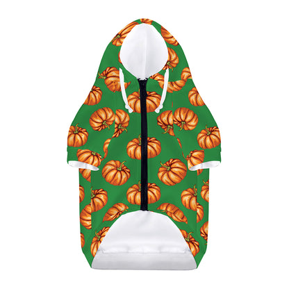 Green Pumpkin Pattern Print Dog Zip Up Hoodie