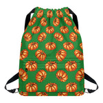 Green Pumpkin Pattern Print Drawstring Backpack