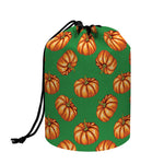 Green Pumpkin Pattern Print Drawstring Makeup Bag