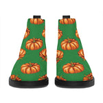 Green Pumpkin Pattern Print Flat Ankle Boots