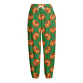 Green Pumpkin Pattern Print Fleece Lined Knit Pants