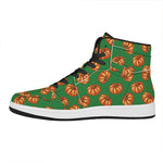 Green Pumpkin Pattern Print High Top Leather Sneakers