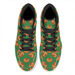 Green Pumpkin Pattern Print High Top Leather Sneakers