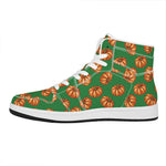 Green Pumpkin Pattern Print High Top Leather Sneakers