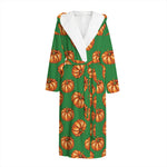 Green Pumpkin Pattern Print Hooded Bathrobe