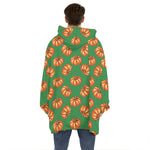 Green Pumpkin Pattern Print Hoodie Blanket