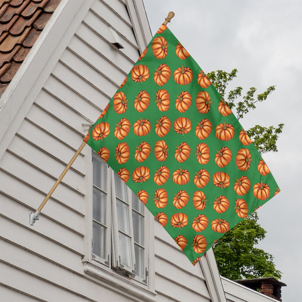 Green Pumpkin Pattern Print House Flag