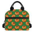 Green Pumpkin Pattern Print Insulated Lunch Bag
