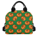 Green Pumpkin Pattern Print Insulated Lunch Bag