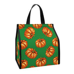 Green Pumpkin Pattern Print Insulated Lunch Tote