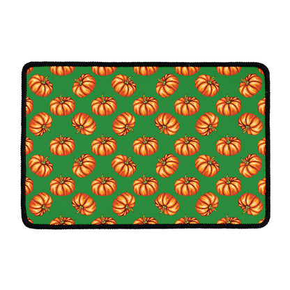 Green Pumpkin Pattern Print Kitchen Mat