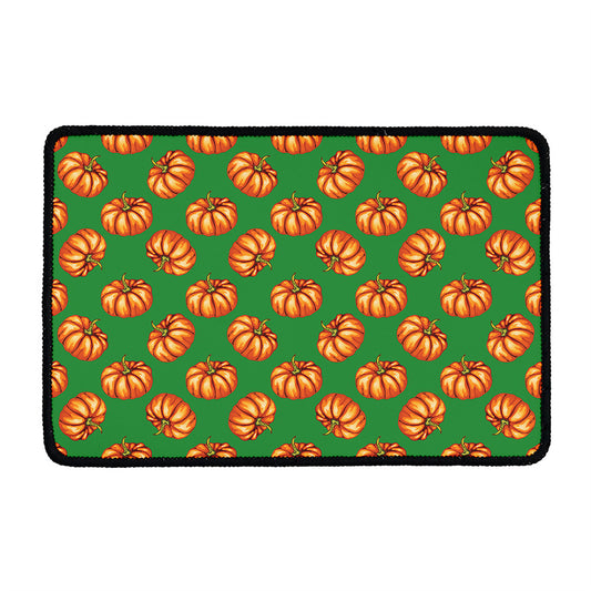 Green Pumpkin Pattern Print Kitchen Mat