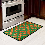 Green Pumpkin Pattern Print Kitchen Mat