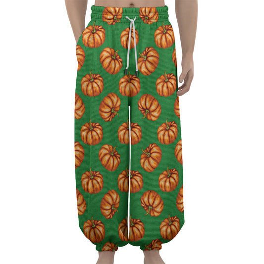 Green Pumpkin Pattern Print Lantern Pants