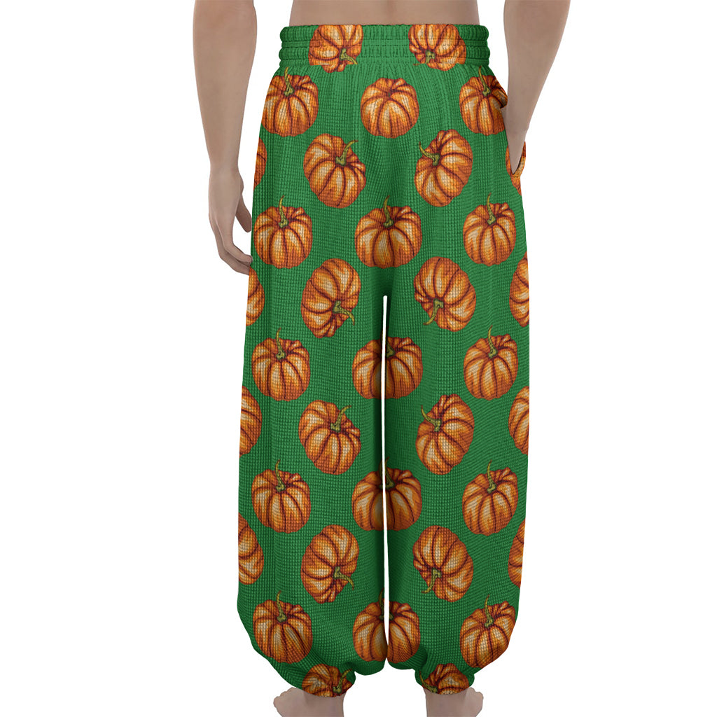 Green Pumpkin Pattern Print Lantern Pants