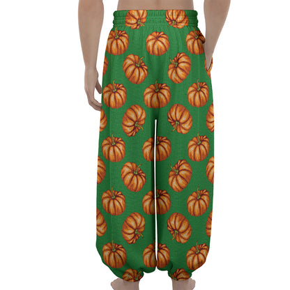 Green Pumpkin Pattern Print Lantern Pants