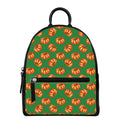Green Pumpkin Pattern Print Leather Backpack