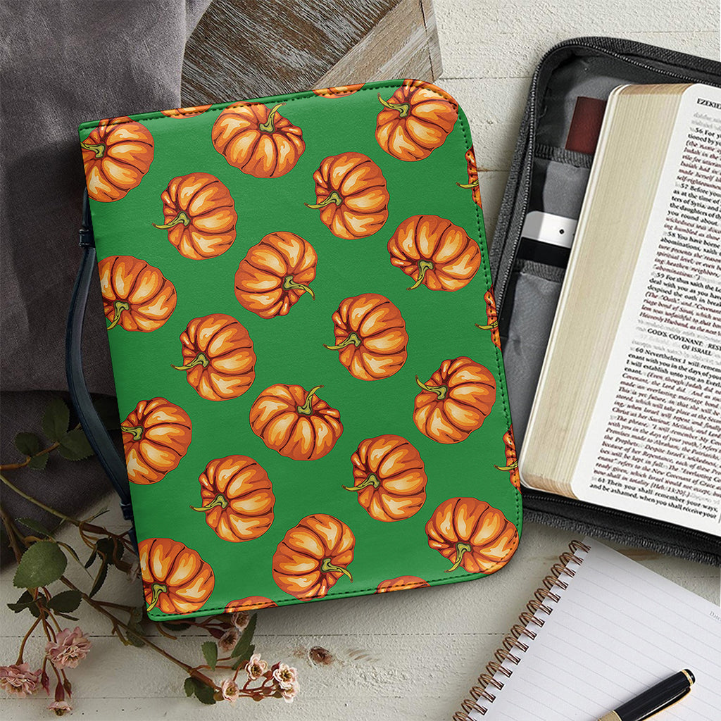 Green Pumpkin Pattern Print Leather Bible Cover