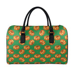 Green Pumpkin Pattern Print Leather Duffle Bag