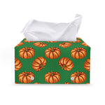 Green Pumpkin Pattern Print Leather Tissue Box Cover