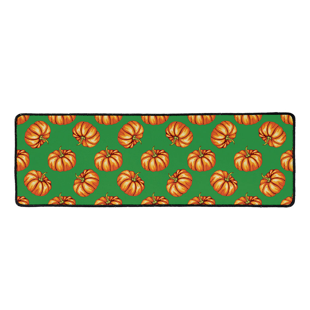 Green Pumpkin Pattern Print Long Kitchen Mat