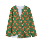 Green Pumpkin Pattern Print Long Sleeve Short Coat