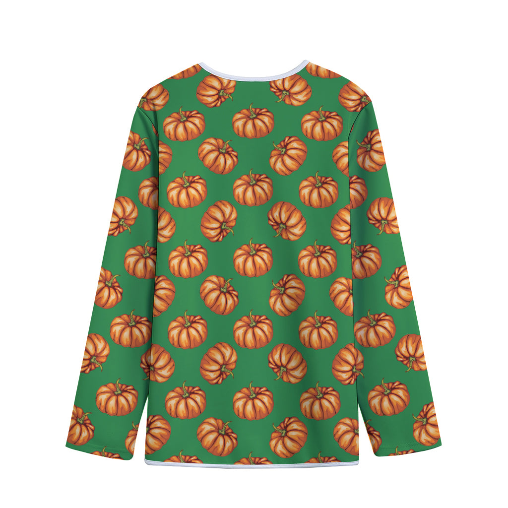 Green Pumpkin Pattern Print Long Sleeve Short Coat