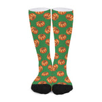 Green Pumpkin Pattern Print Long Socks