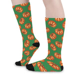 Green Pumpkin Pattern Print Long Socks
