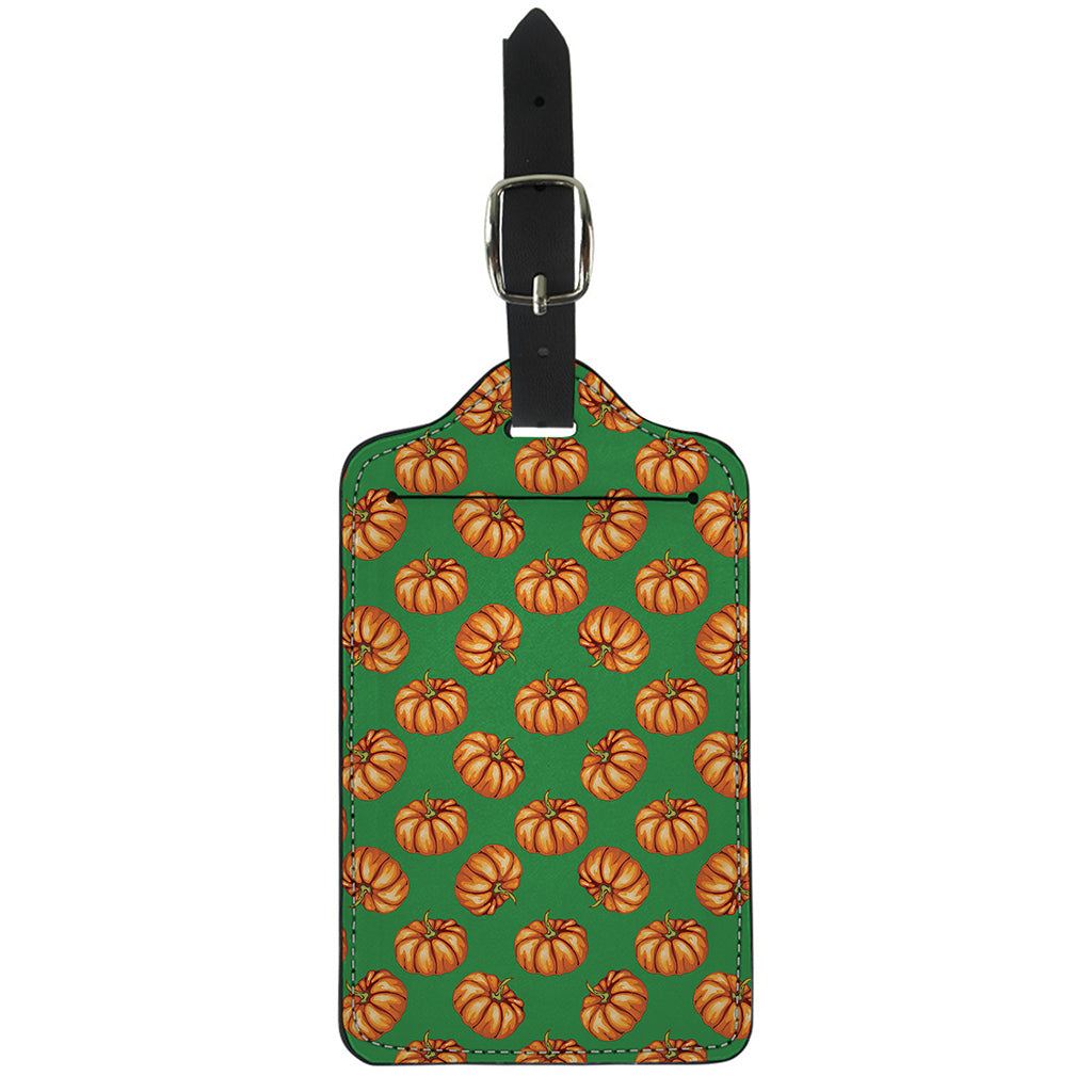 Green Pumpkin Pattern Print Luggage Tag
