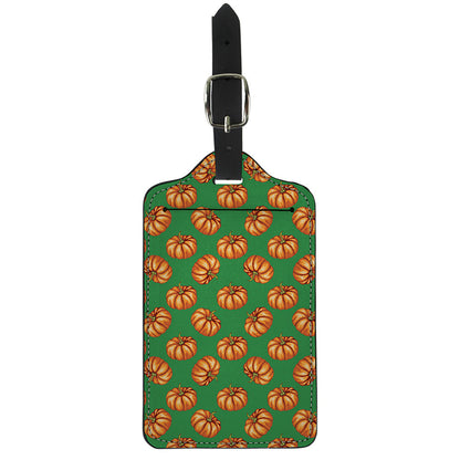 Green Pumpkin Pattern Print Luggage Tag